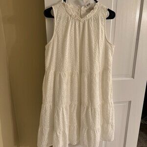 Loft White Eyelet Swing Dress